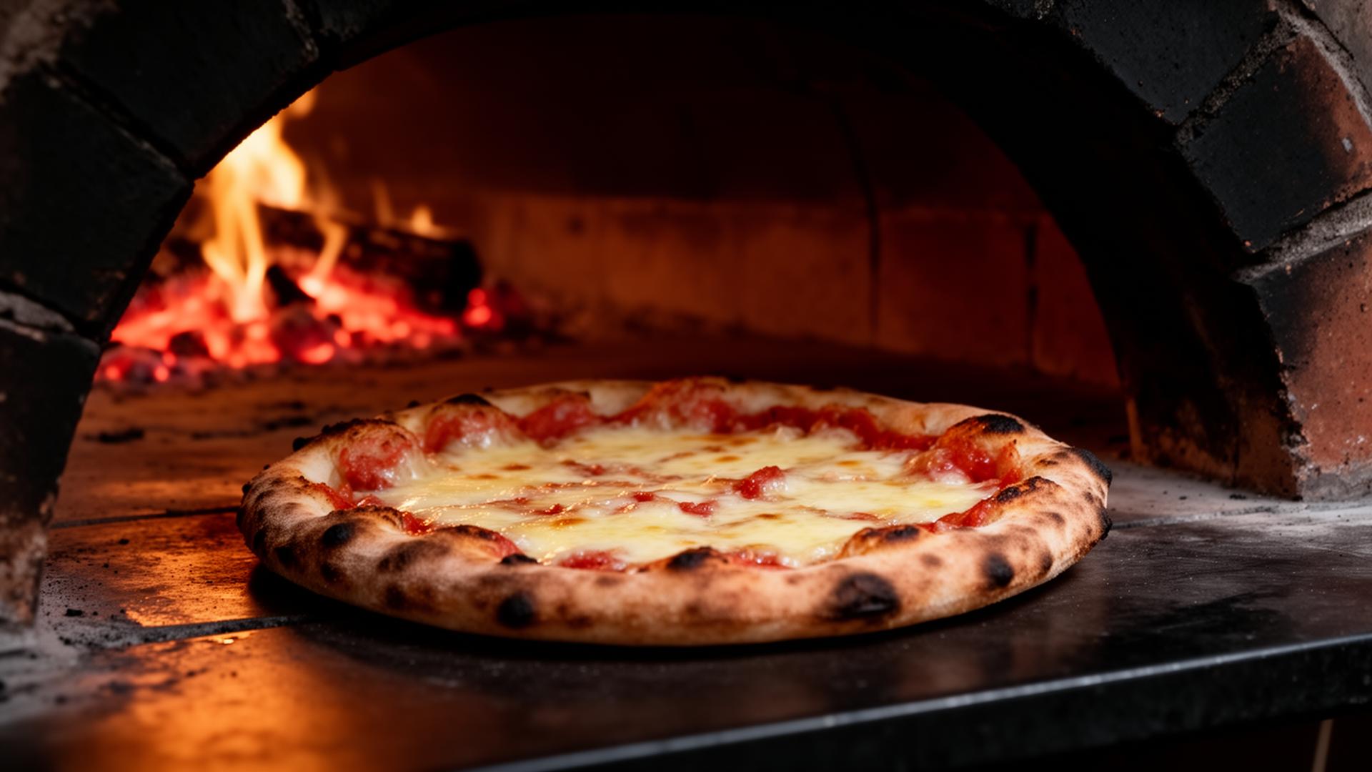 Pizza artesanal da TOWER saindo do forno a lenha